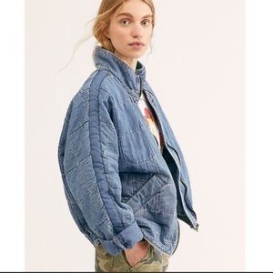 Free People Dolman Quilted Denim Jacket